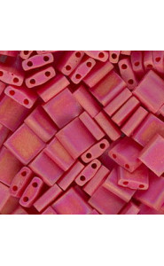 Miyuki tila 5x5mm beads - Opaque dark red matted ab TL-408FR